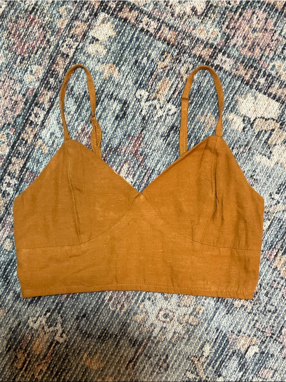 Rust Brown Linen Bralette Top